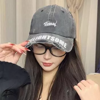 Бейсболка с надписью «Sunscreen Letter» из хлопка с дырками, винтажная бейсболка с вышивкой для путешествий серый