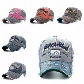 Бейсболка с надписью Washed Denim Vintage Hip Hop Hats Snapback Hat Outdoor Streetwear style 5