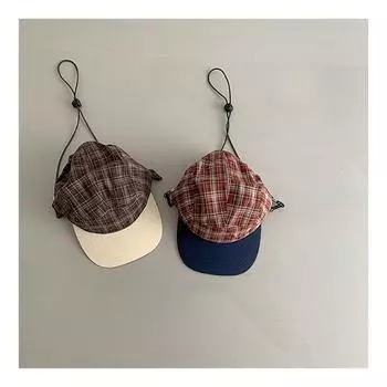 Бейсболка с плоским козырьком в стиле ретро для детей, универсальная для лета, небольшая, легкая и дышащая кепка для мужчин. M56-58cm чёрный