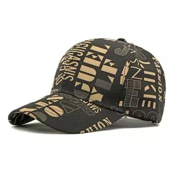 Бейсболка с принтом букв Весна Лето Мужская уличная солнцезащитная шляпа чёрный