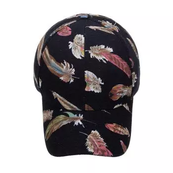 Бейсболка с принтом перьев для улицы, шляпа от солнца Adjustable