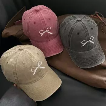 Бейсболка с розовым бантом для женщин Y2K корейская джинсовая кепка Snapback летняя регулируемая вышитая кепка для девочек и пап