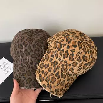 Бейсболка с солнцезащитным леопардовым принтом Y2k, мягкая кепка от солнца для улицы хаки