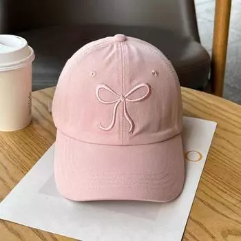 Бейсболка с вышитым бантом, длинными полями, регулируемой окружностью головы, солнцезащитный крем, защита от ультрафиолета, для спорта на открытом воздухе розовый