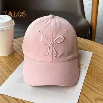 Бейсболка с вышитым бантом, длинными полями, регулируемой окружностью головы, солнцезащитный крем, защита от ультрафиолета, летний головной убор для походов, путешествий, шопинга розовый