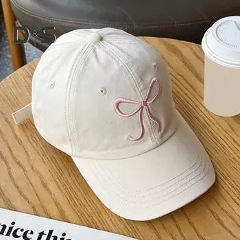 Бейсболка с вышитым бантом, длинными полями, регулируемой окружностью головы, солнцезащитный крем, защита от ультрафиолета, летний головной убор для походов, путешествий, шопинга чёрный