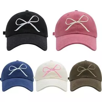 Бейсболка с вышитым бантом, корейская универсальная повседневная шляпа, хлопковая дышащая кепка с козырьком, регулируемая спортивная унисекс, широкополая шляпа от солнца бежевый