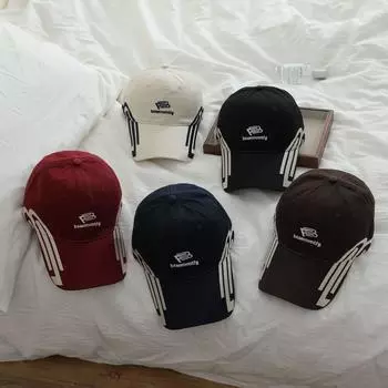 Бейсболка с вышитыми американскими буквами для мужчин и женщин, весна-лето, мода, индивидуальная полосатая кепка, шляпа от солнца, прилив M56-58cm чёрный