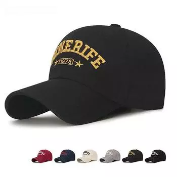 Бейсболка с вышитыми английскими буквами, ретро-уличная кепка для пары с солнцезащитным козырьком M чёрный