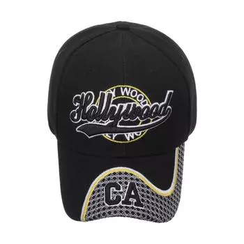 Бейсболка с вышитыми буквами Hollywood CA, кепка для активного отдыха, солнцезащитная кепка, повседневная модная кепка чёрный