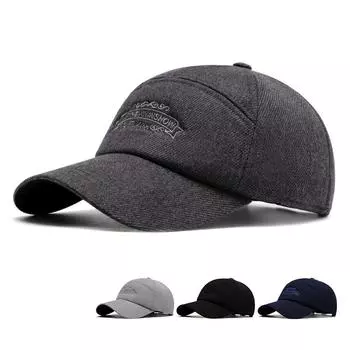 Бейсболка с вышитыми буквами, осенне-зимняя мужская бархатная теплая кепка, кепка для защиты ушей темно-серого