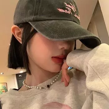 Бейсболка с вышитыми буквами, женская, весна-лето, большая окружность головы, ковбойская кепка, широкие поля, показывающая лицо, маленькая шляпа Adjustable зелёный
