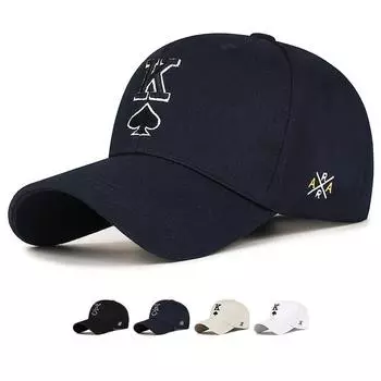 Бейсболка с вышитыми игральными картами и пиками «К» для улицы и солнца чёрный