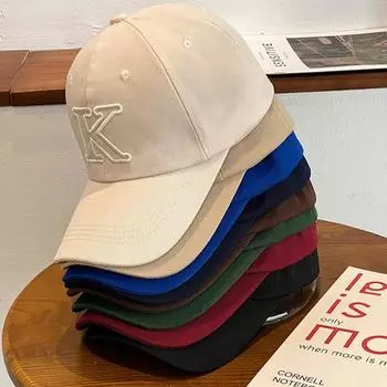 Бейсболка с вышитыми инициалами и буквами K для мужчин и женщин, мягкая хлопковая кепка для папы, регулируемая повседневная кепка с козырьком чёрный