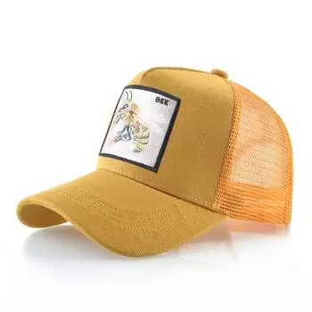 Бейсболка Snapback в сетку, мужская уличная повседневная кепка с козырьком, женская модная кепка-дальнобойщик с нашивкой в виде пчелы, унисекс, шляпа в стиле хип-хоп 56-59cm