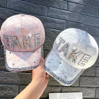 Бейсболка со стразами и буквами в корейском стиле для женщин, кепка от солнца, простая солнцезащитная кепка для девочек чёрный