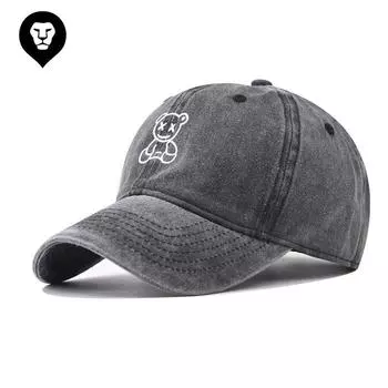 Бейсболка старая стираная из хлопка с изображением медведя для мужчин и женщин, уличная кепка с изображением матери Adjustable