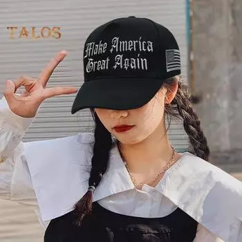 Бейсболка Трампа MAGA Never Surrender с вышитым американским флагом и длинными полями 2024 года для предвыборной кампании президента, митингов и вечеринок, унисекс-кепка чёрный