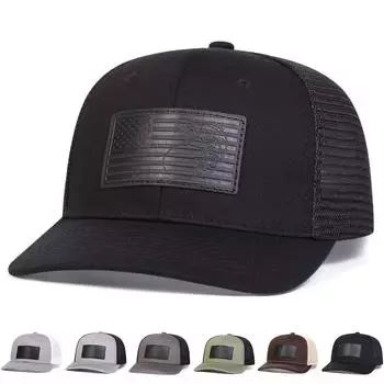 Бейсболка унисекс с микроизогнутой черной пузырчатой рыбкой и американским флагом, кожаная этикетка, регулируемая сетка, солнцезащитные кепки, весна-лето, для спорта на открытом воздухе, для путешествий чёрный