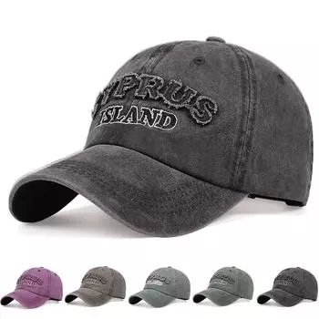 Бейсболка унисекс с вышивкой «Island» из хлопка для мужчин, уличные стираные шляпы, женская мягкая повседневная шляпа, дорожные кепки, аксессуары темно серый