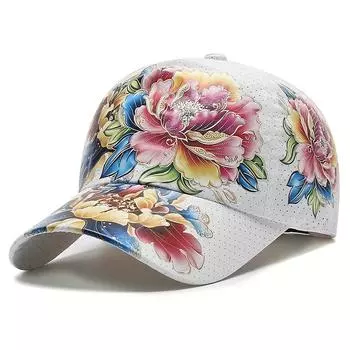 Бейсболка в стиле бохо с цветочным принтом, быстросохнущая сетчатая дышащая спортивная шляпа от солнца, регулируемая легкая шляпа для папы для женщин чёрный