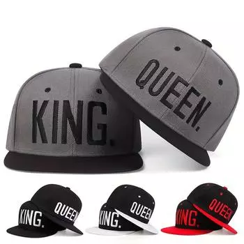 Бейсболка в стиле хип-хоп с вышивкой King Queen Snapback, регулируемые спортивные кепки для отдыха, мужские и женские солнцезащитные шляпы для отдыха на открытом воздухе серый