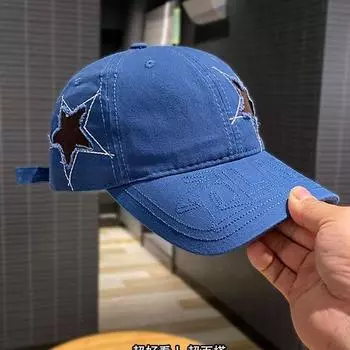 бейсболка в стиле ретро, детская версия, универсальная кепка для лица, модная парная шляпа от солнца для мужчин Adjustable 54-59cm чёрный