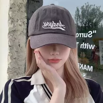 Бейсболка в стиле ретро с американскими буквами для женщин, весна-лето, пара, универсальная кепка для лица, новая шляпа от солнца для мужчин M56-58cm чёрный