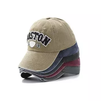 Бейсболка в стиле ретро, шляпа от солнца, мытая джинсовая бейсболка на весну и осень, кепка с вышивкой BOSTON, облегающая кепка в стиле хип-хоп