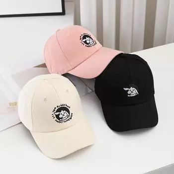 Бейсболка весна и осень женская новая жесткая кепка модная мужская кепка универсальная повседневная кепка с вышивкой кролика оттенок лето one size fits all бежевый