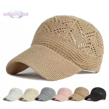 Бейсболка Защита от солнца Регулируемая дышащая вязаная крючком унисекс с защитой от ультрафиолета с тонкими длинными полями для женщин и мужчин шляпа головной убор чёрный