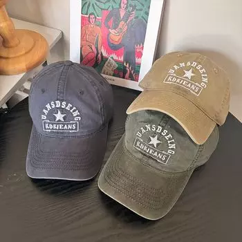 Бейсболка женская новинка 2025 года, вышитая кепка, весенне-летняя универсальная маленькая солнцезащитная шляпа, солнцезащитная шляпа M56-58cm чёрный