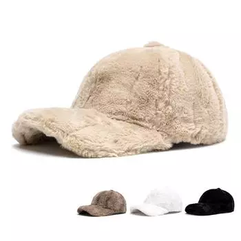 Бейсболка женская осенне-зимняя утепленная кепка для улицы из плотного бархата, однотонная плюшевая кепка чёрный