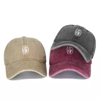 Бейсболки из мытого хлопка с цветочной вышивкой для женщин и мужчин, модные однотонные кепки с козырьком, летние солнечные кепки с застежкой-молнией Trucker Gorras Adjustable