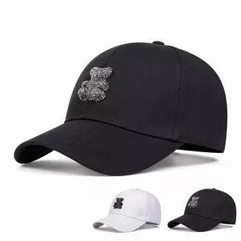 Бейсболки-кепки Snapback с украшением в виде маленького медведя для отдыха на весну и осень, регулируемые повседневные шляпы, солнцезащитные кепки, кепки для гольфа белый