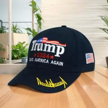 Бейсболки Трамп 2024 года, американская президентская шляпа, вышитый лозунг, бейсболки Snapback, регулируемая бейсболка нейтрального цвета с флагом США синий