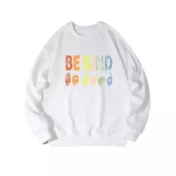 BEKING Fashionable Printed Top, Autumn and Winter Casual Sportswear, Cotton Sweatshirt M белый