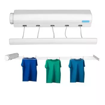 Бельевая веревка Выдвижная бельевая веревка Пластиковая настенная вешалка Бельевая веревка для улицы 5 ropes