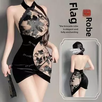 Нижнее белье «Чонсам» с открытой спиной и вышитым кружевом Manyan One Size