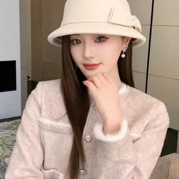 Белая австралийская шляпа-ведро из натуральной шерсти с ароматом ветра, женская осенне-зимняя шляпа-цилиндр в стиле ретро M56-58cm чёрный