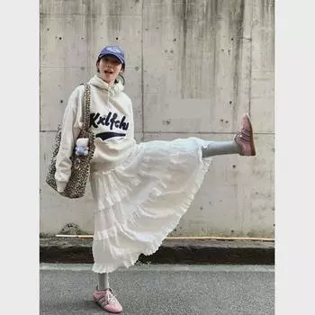 Белая балетная юбка А-силуэта с высокой талией для женщин - Весна/Лето/Осень 2025 Medium