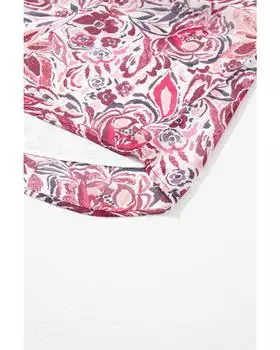 Белая блузка Azura Exchange с цветочным принтом и оборками, с короткими рукавами и V-образным вырезом S белый