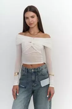 Белая блузка с длинными рукавами и крестом Vanni