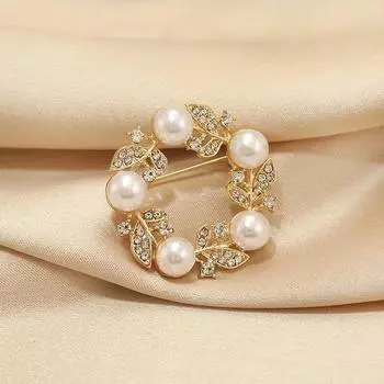 Белая бусина круглая брошь личность универсальная Xiaoxiangfeng продвинутый чувственный костюм булавка ниша темперамент корсаж украшение