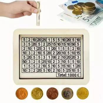 Белая деревянная копилка со счетчиком, ящик для сбережений, копилка с целями сбережений и цифрами для сбережения евро