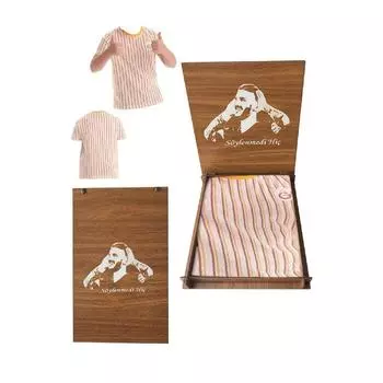 Белая детская футболка унисекс в полоску - Подарочная деревянная коробка Icardi