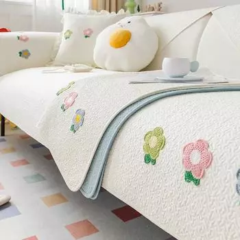 Белая диванная подушка Four Seasons, универсальная нескользящая хлопчатобумажная ткань, корейская подушка в кремовом стиле, чехол для дивана для гостиной, полотенце 70*70cm