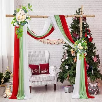 Белая дорожка для стола, прозрачная вуаль, шифоновая ткань, драпировка для свадьбы в стиле бохо, занавеска для кровати, украшение для рождественского ужина 75X300cm 1pc светло-желтого