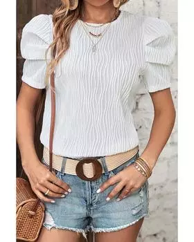 Белая фактурная футболка Azura Exchange с короткими рукавами-фонариками M белый