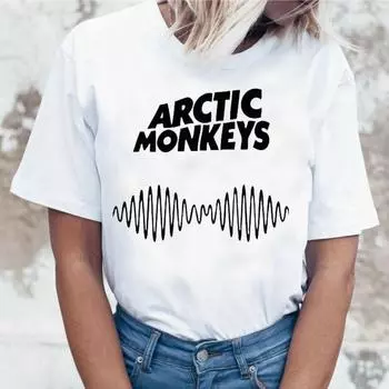 Белая футболка Arctic Monkeys, женские летние топы, футболка с коротким рукавом и круглым вырезом S белый